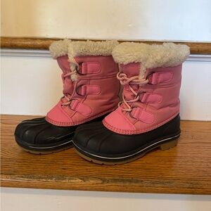Cat & Jack Lace-up Fur Line Winter Snow Boots Pink Kidcore Girls Size 1